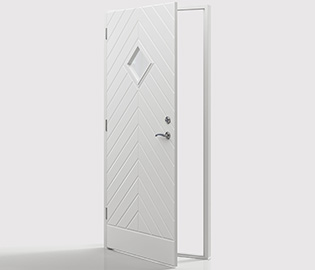 preview image for Ytterdør Fiskbein Glass Hvit Lagerførd